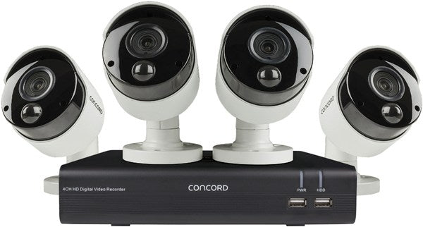 Concord 4 Channel HD DVR Package - 4x1080p PIR Bullet Cameras v2 CDK4242P-V2 QV5050