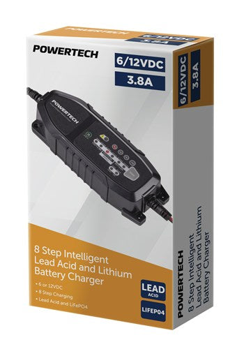 6/12VDC 3.8A 8-Step Intelligent Lead Acid and Lithium Battery Charger  MB3904