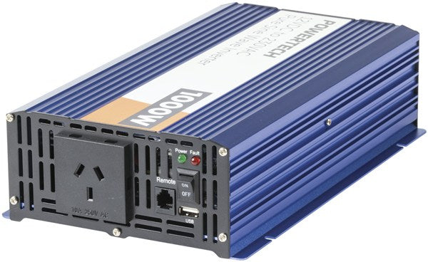 Powertech 1000W 12VDC to 230VAC Pure Sine Wave Inverter - Electrically Isolated  MI5736