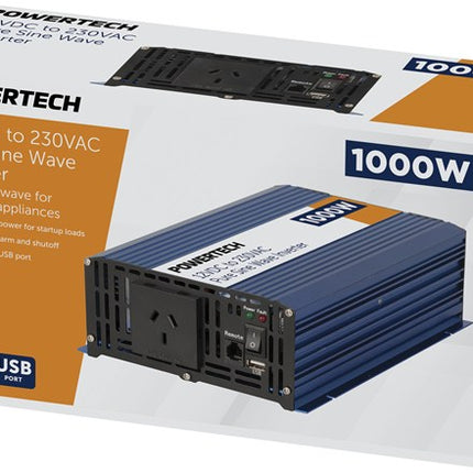 Powertech 1000W 12VDC to 230VAC Pure Sine Wave Inverter - Electrically Isolated  MI5736