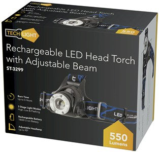 Rechargeable Head Torch with Adjustable Beam  ST3299