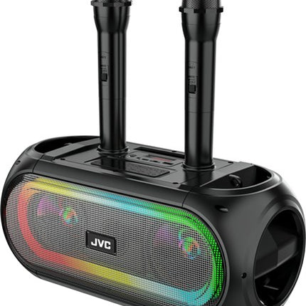 JVC Karaoke Speaker with Bluetooth, 2x Microphones and RGB Lighting