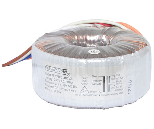 Powertran 30 + 30 300VA Toroidal Transformer M5530C