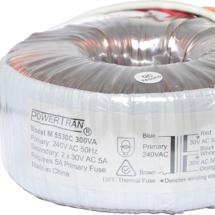 Powertran 30 + 30 300VA Toroidal Transformer M5530C