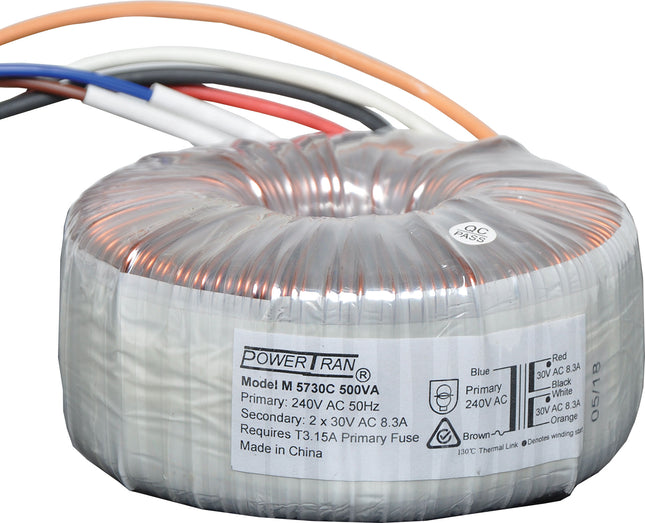 Powertran 30 + 30 500VA Toroidal Transformer M5730C