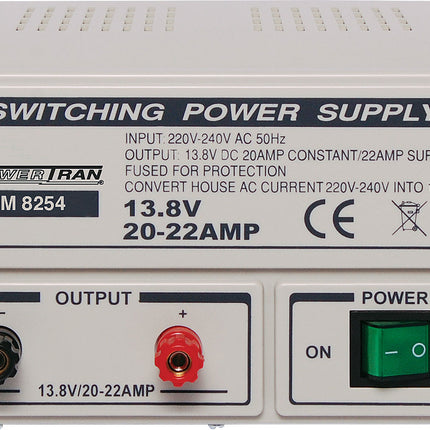 Powertran Fixed 13.8V 20A Benchtop Regulated Power Supply