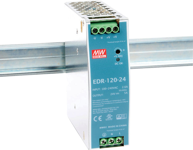 Mean Well EDR-120-24 120W 24VDC 5A DIN Rail Power Supply M8410a