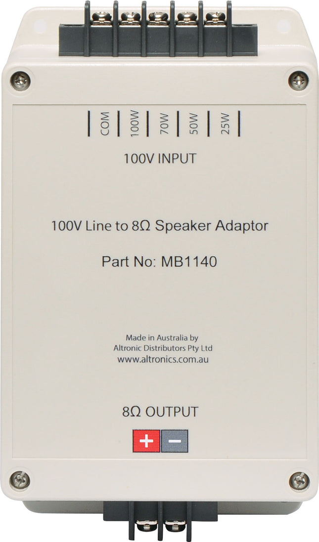 Redback 100V Line To 8 Ohm Speaker Transformer Adapter