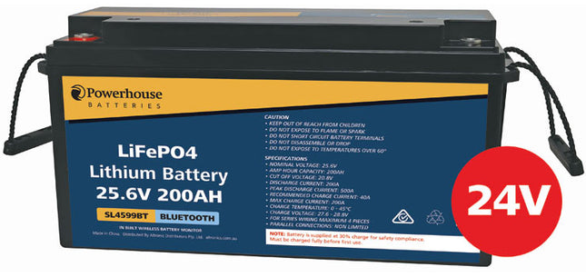 24V 200Ah Lithium LiFePO4 Battery M8/F12 With Bluetooth