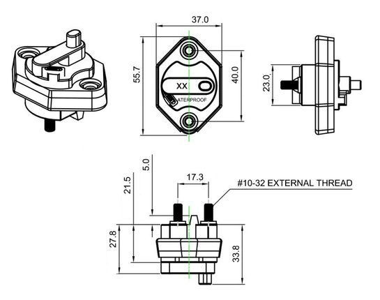 50A Compact Panel Mount IP66 Waterproof Circuit Breaker (Copy)