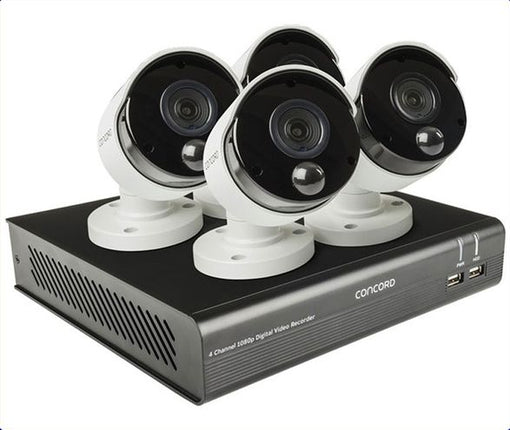 Concord 4 Channel HD DVR Package, 4x1080p Cameras QV5000 CDK4242P-A