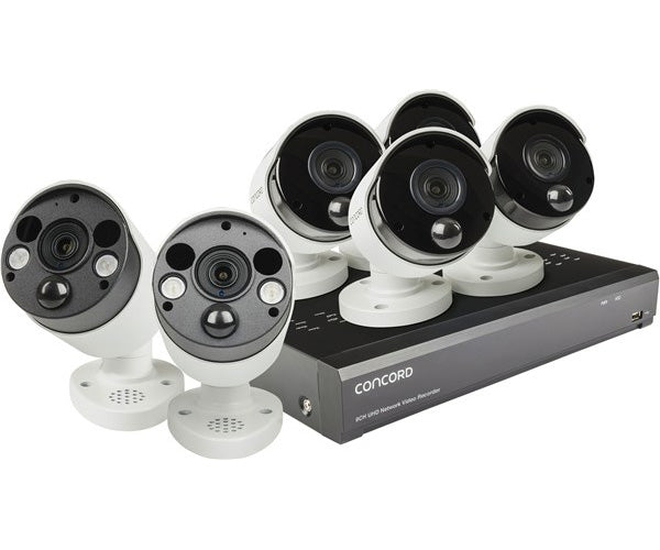 Concord 8 Ch 4K NVR Package,4xPIR IP Cameras,2xPIR Floodlight Cam CNK8868PFA-A