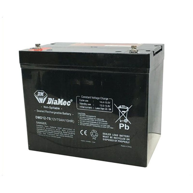 DiaMec 12V 75Ah AGM Deep Cycle Battery SB1680 DMD12-75