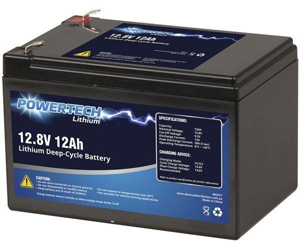 Powertech 12.8V 12Ah Lithium Deep Cycle Battery SB2211