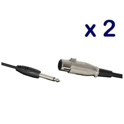 CLEARANCE:2 Microphone Leads, 6.3mm Plug to XLR Socket, 6m WA7040