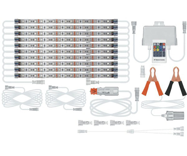 Hard Korr Boat Light Kit, 10 x 25cm RGB Flex Strips, Controller TLC104 KORRBLFC
