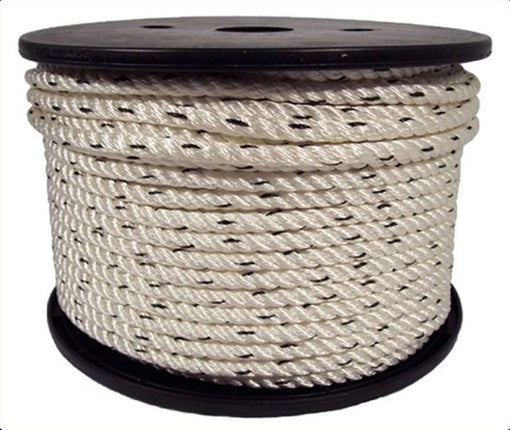 CLEARANCE: Nylon 3 Strand Rope, 8mm, 1300kg Breaking Strain, 100m Roll TRA110