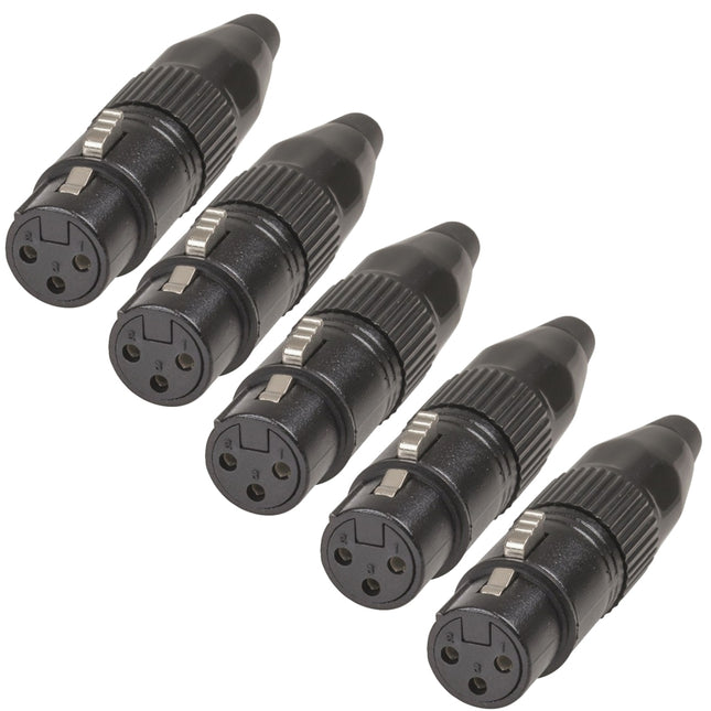 Digitech 5 x XLR Plugs, 3-Pin Line Female Cannon Type Connector PS1015