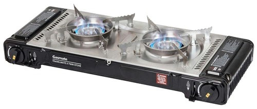 Gasmate Two Burner Black Butane Gas Stove with Hot Plate TCA115 CS6035